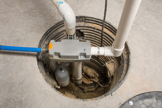 sump pump install in a concrete floor