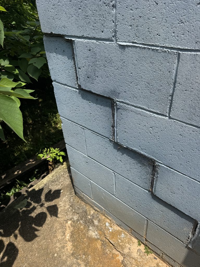 stair step crack repair visualization WNC