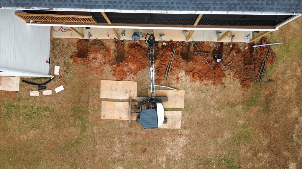 Helical Piers Bird's Eye View of a WNC install in Salem North Carolina
